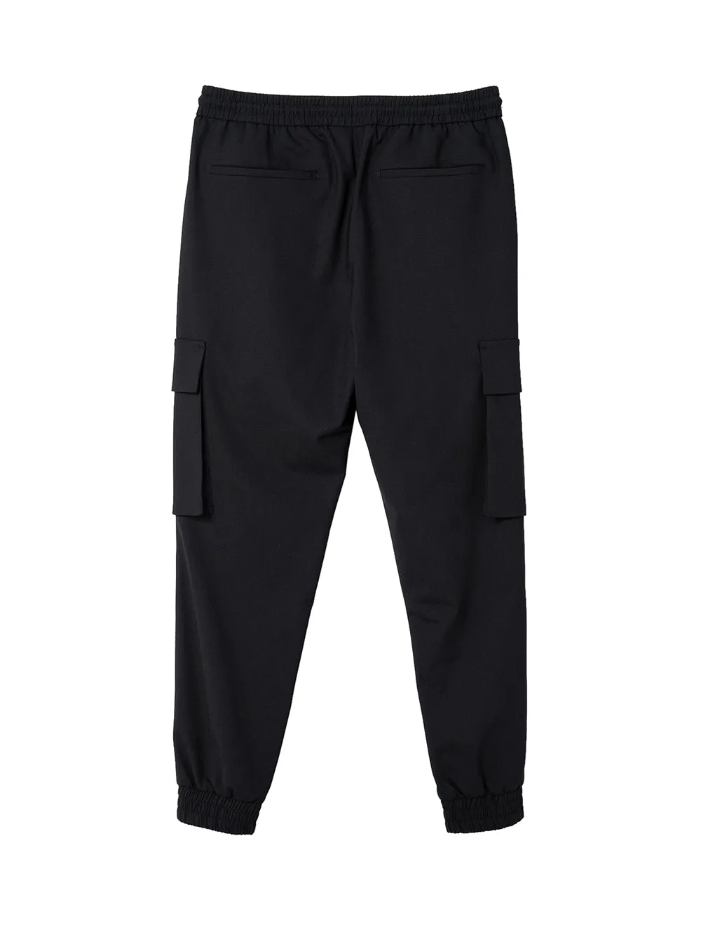 BLACK WOOL CARGO JOGGER PANTS