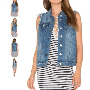 BlankNYC Acid Wash Distressed &amp; Raw Edge Denim Vest