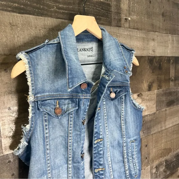 BlankNYC Acid Wash Distressed &amp; Raw Edge Denim Vest