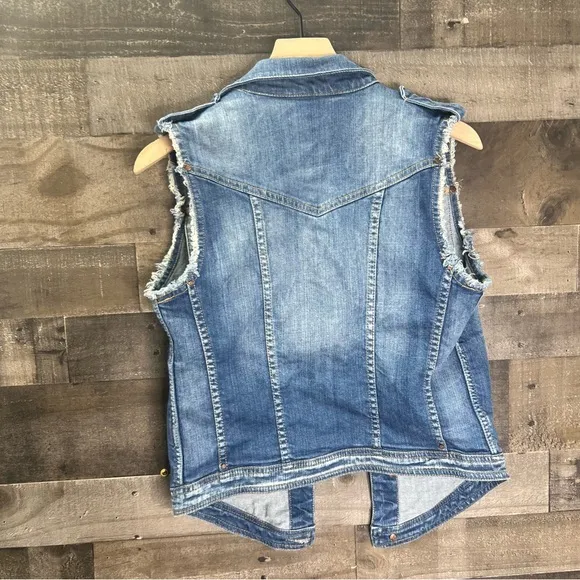 BlankNYC Acid Wash Distressed &amp; Raw Edge Denim Vest
