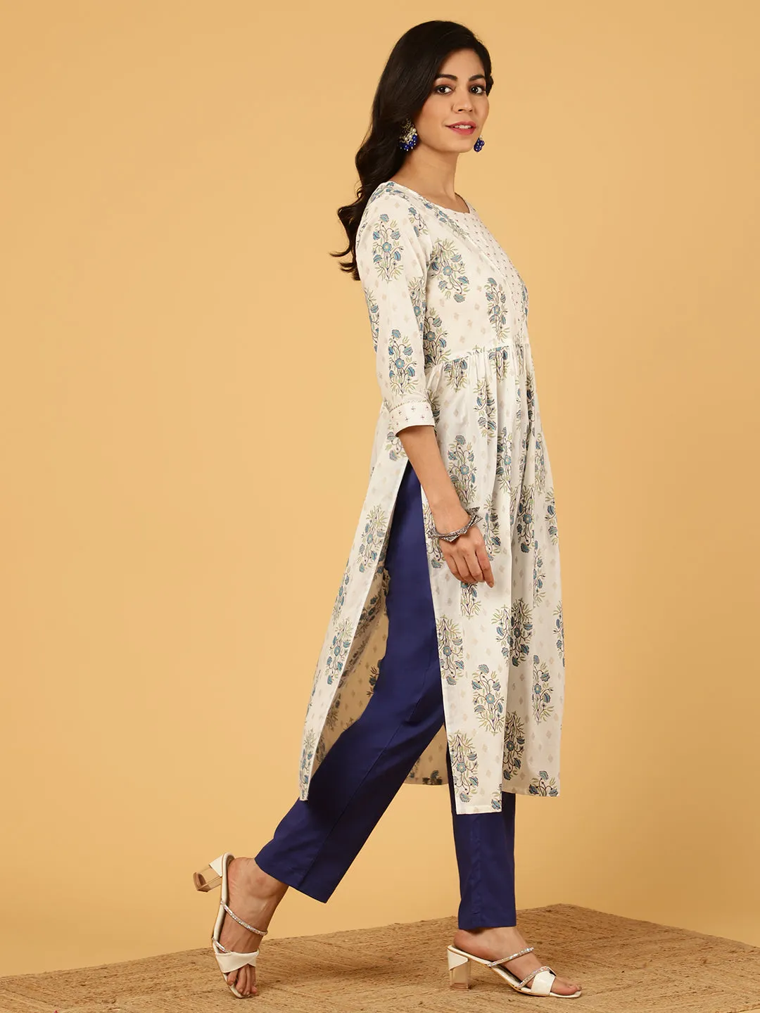 Block Printed Nyra Cut Suit Set With Dupatta