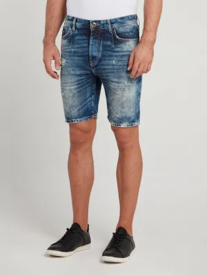 Blue Distressed Denim Shorts