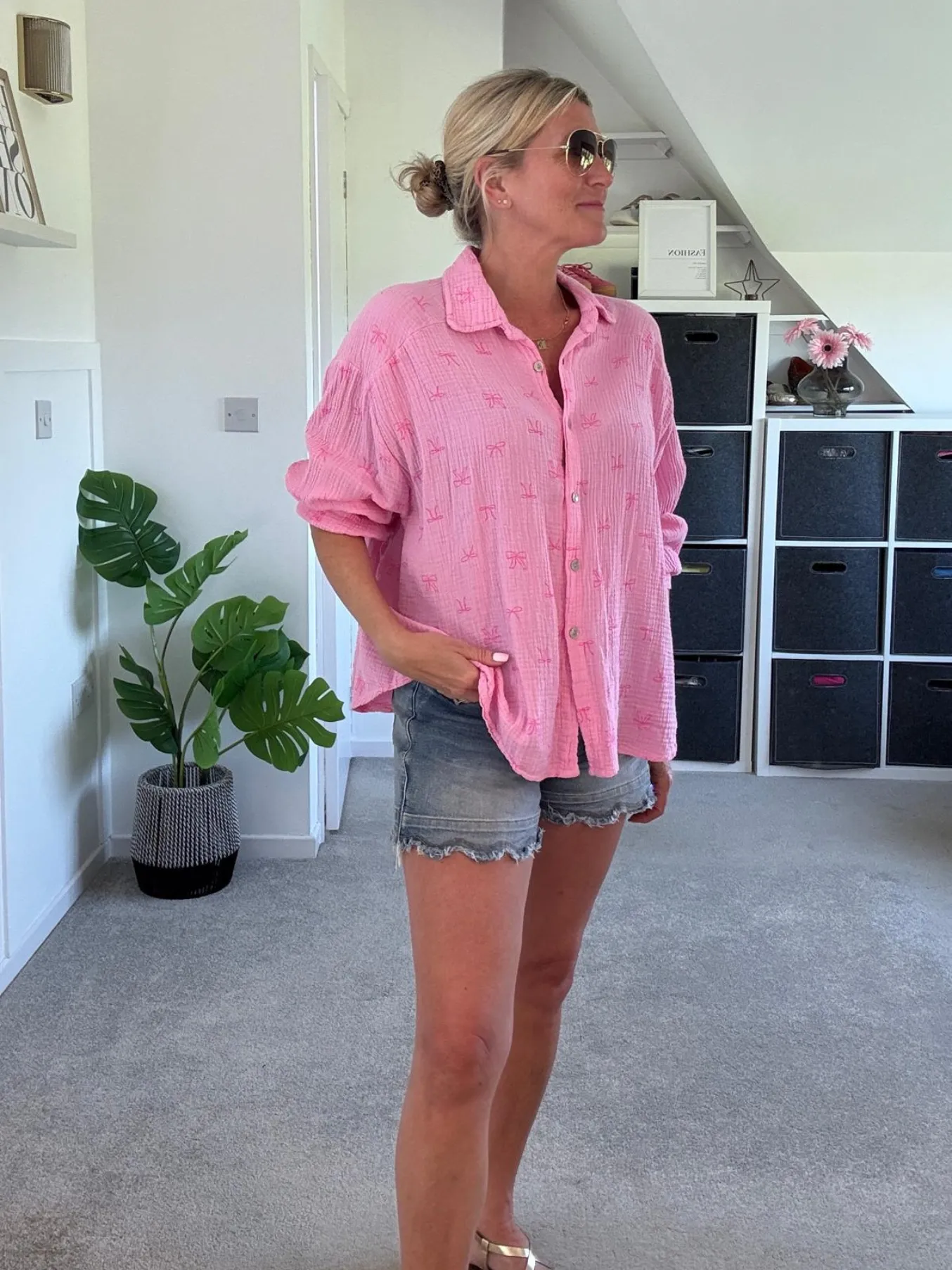 Blue Leopard Oversized Cheesecloth Shirt