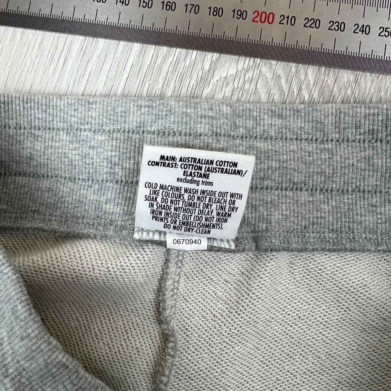 Bonds Grey Cotton Casual Cuffed Jogger Sweat Pants Size Large