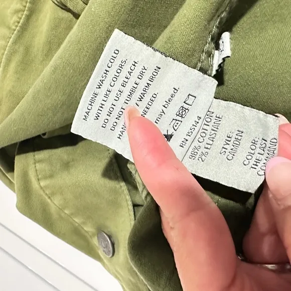 BOYISH Women’s The Camden Denim Cropped Utility Jacket Army Green Sz XS