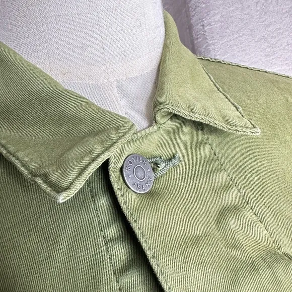 BOYISH Women’s The Camden Denim Cropped Utility Jacket Army Green Sz XS