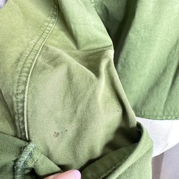 BOYISH Women’s The Camden Denim Cropped Utility Jacket Army Green Sz XS