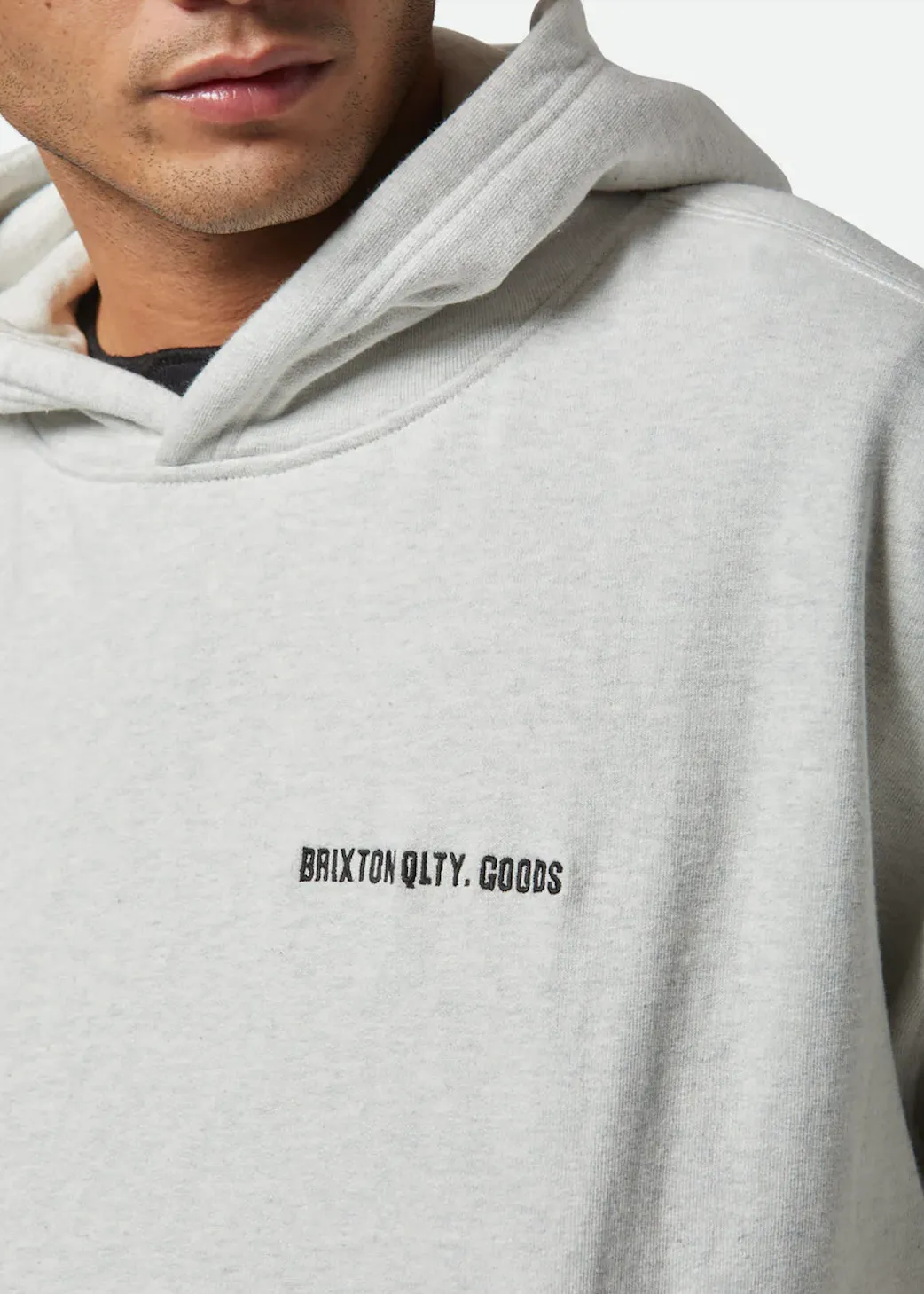 BRIXTON Embroidered Heavy Weight Hood - Heather Grey Ash