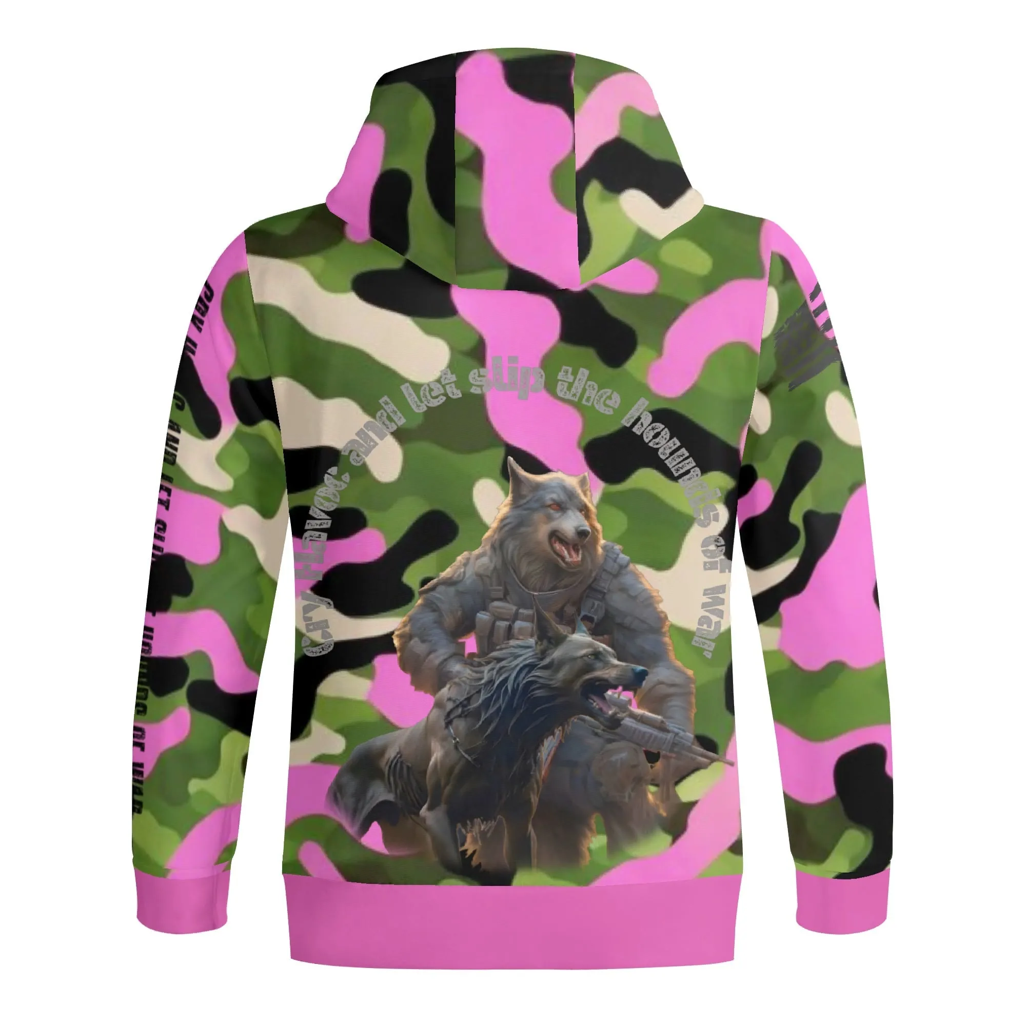 Camouflage Cry Havoc Graphic Full Zip Turtleneck Hoodie Streetwear