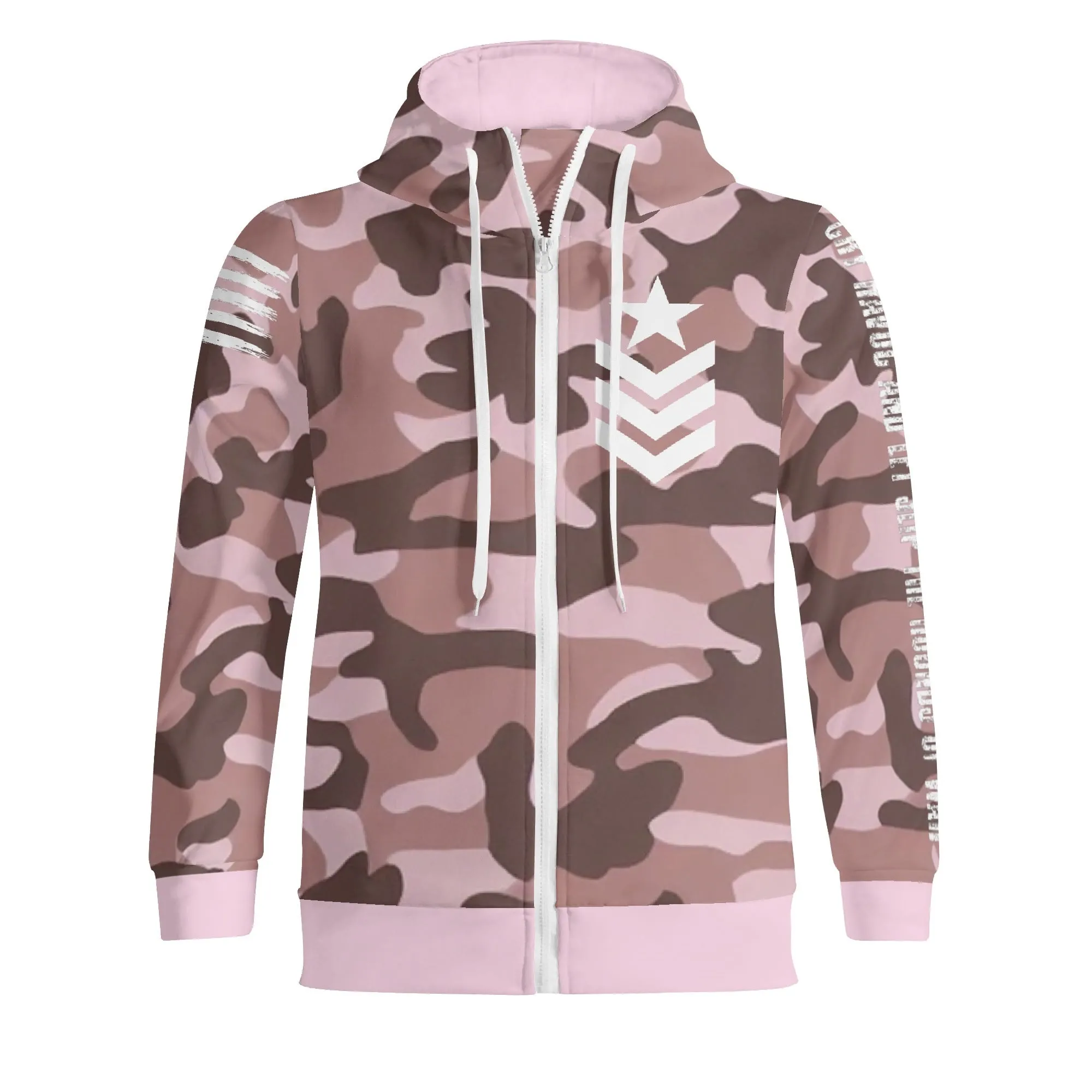 Camouflage Cry Havoc Graphic Full Zip Turtleneck Hoodie Streetwear
