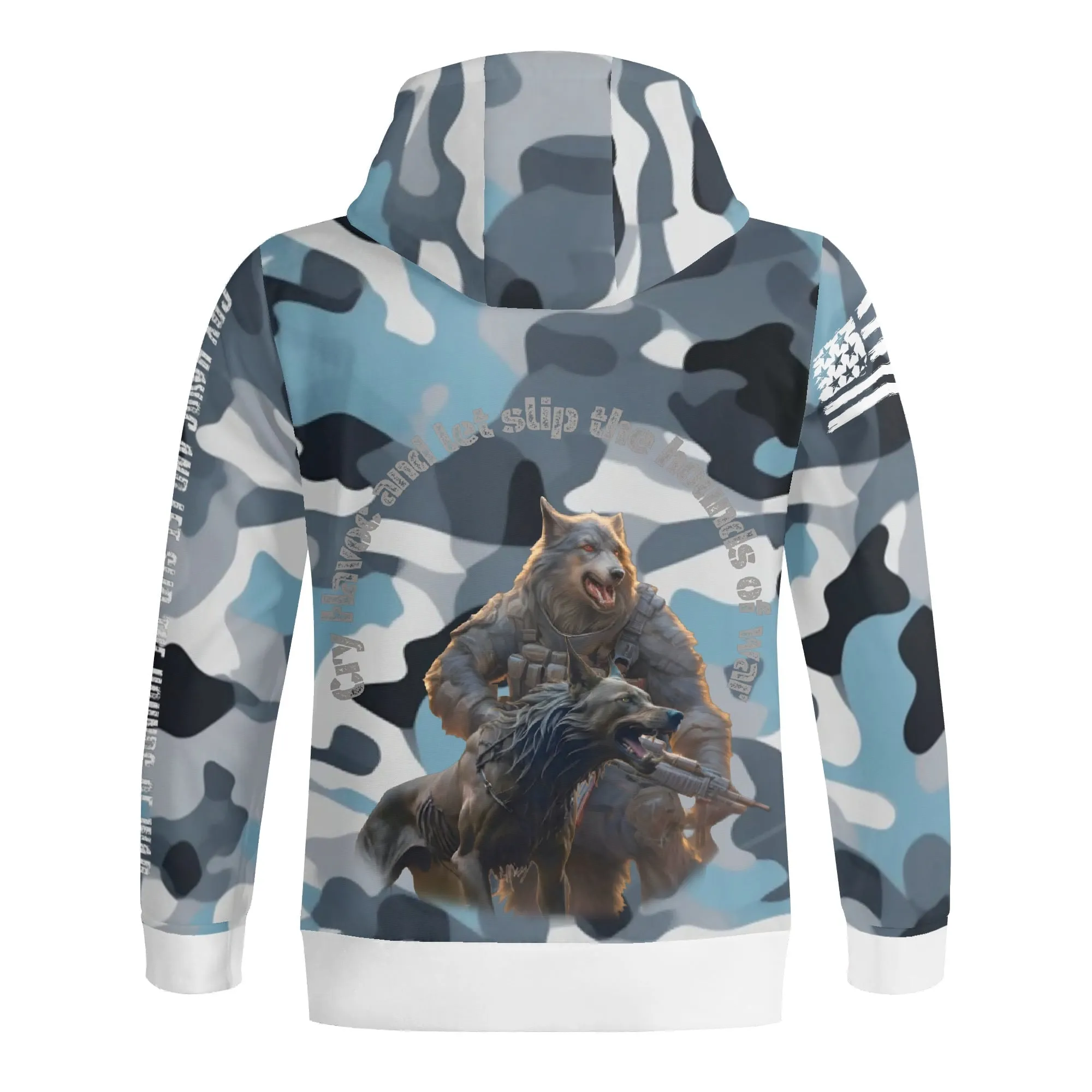 Camouflage Cry Havoc Graphic Full Zip Turtleneck Hoodie Streetwear