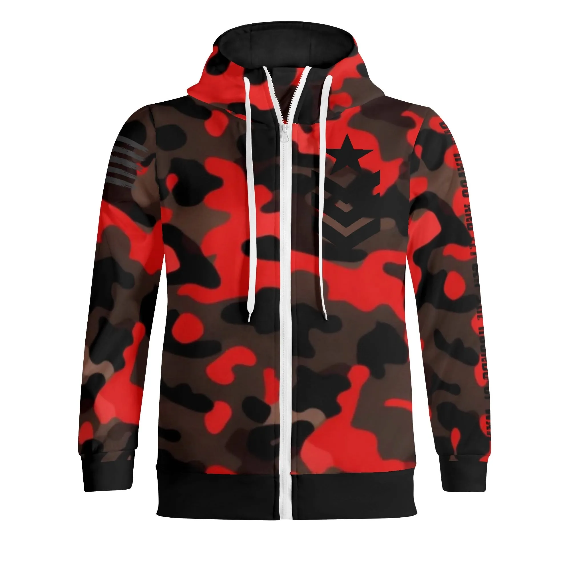 Camouflage Cry Havoc Graphic Full Zip Turtleneck Hoodie Streetwear