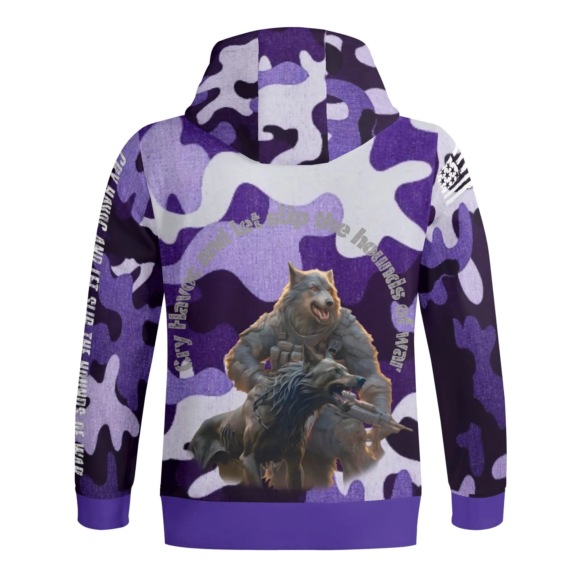 Camouflage Cry Havoc Graphic Full Zip Turtleneck Hoodie Streetwear