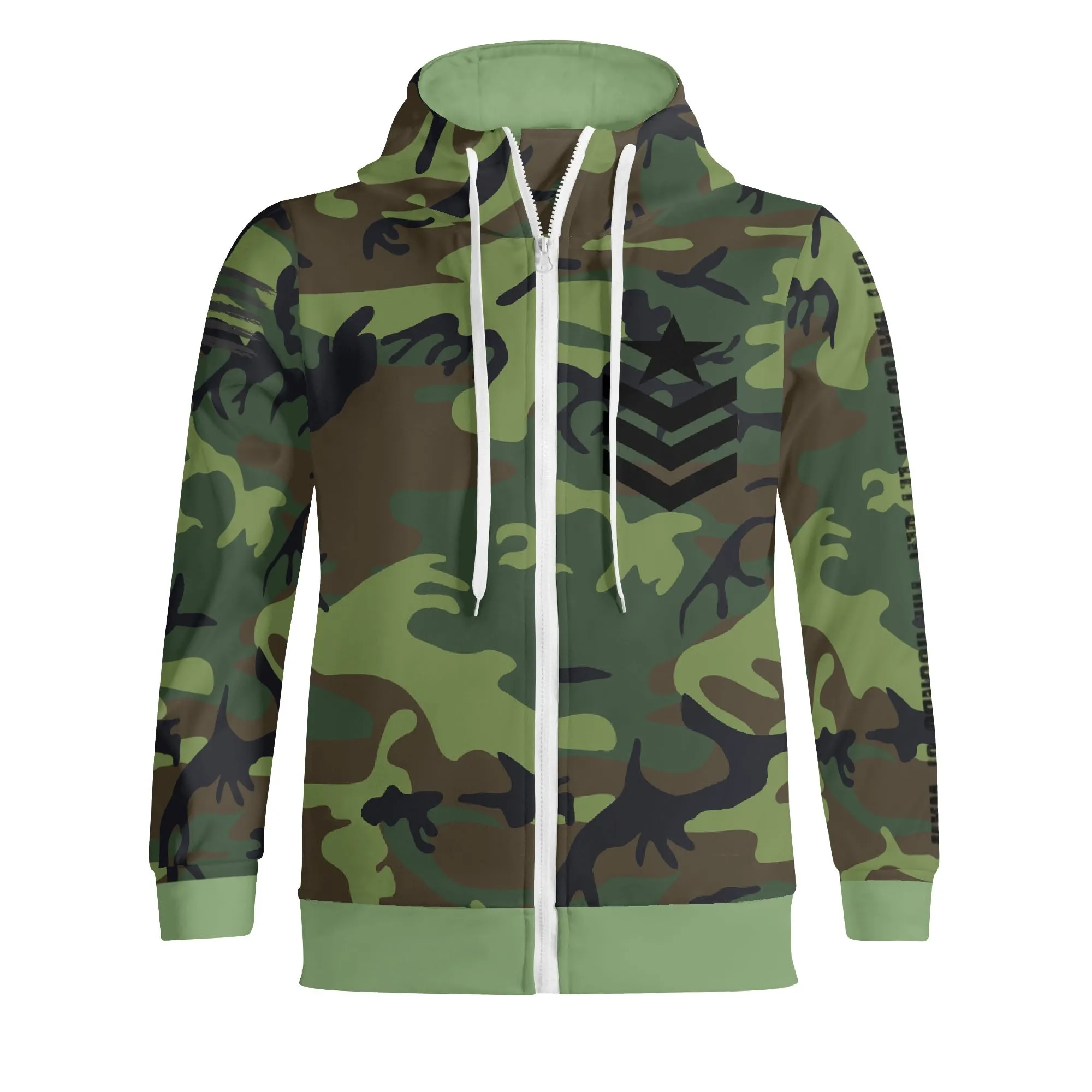 Camouflage Cry Havoc Graphic Full Zip Turtleneck Hoodie Streetwear