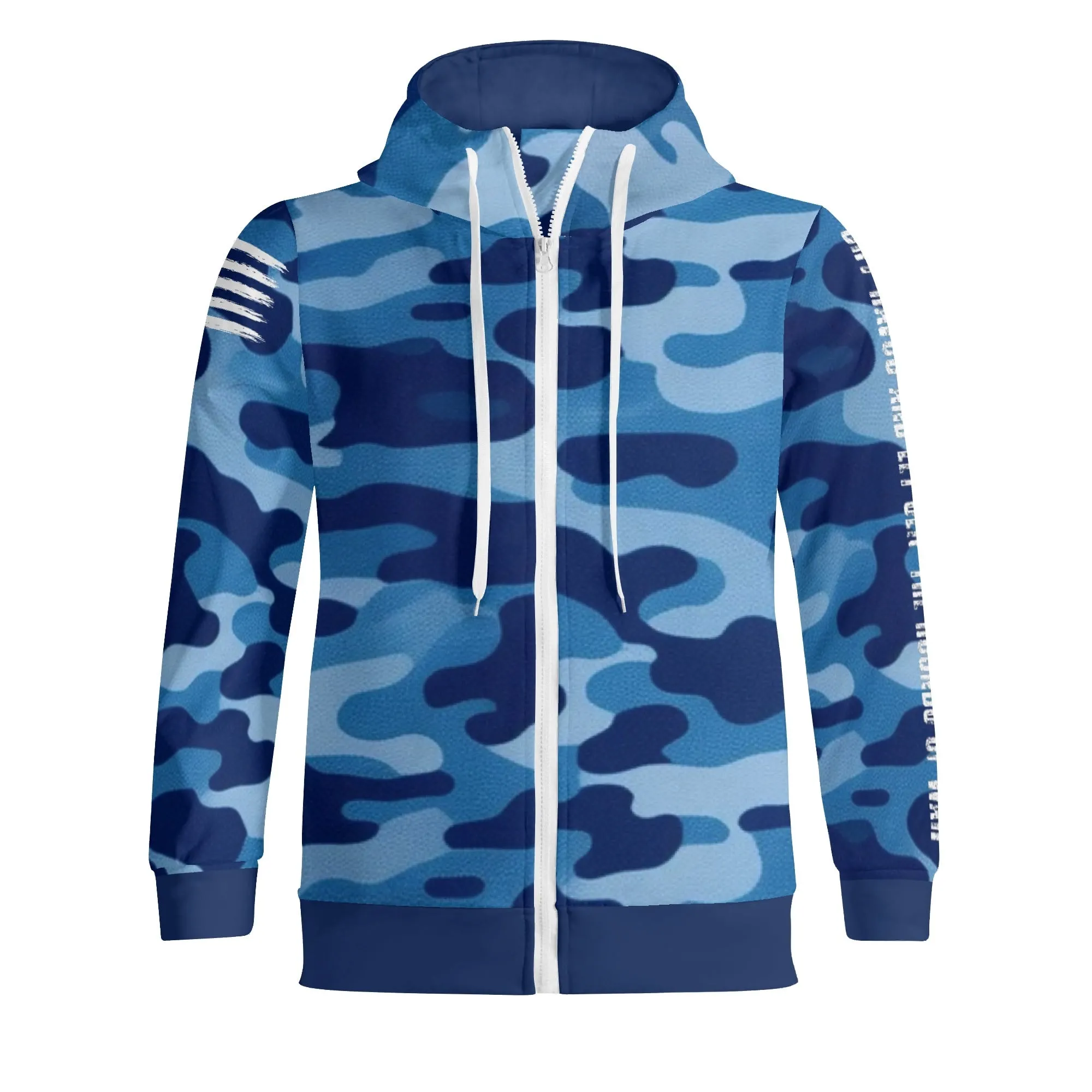 Camouflage Cry Havoc Graphic Full Zip Turtleneck Hoodie Streetwear