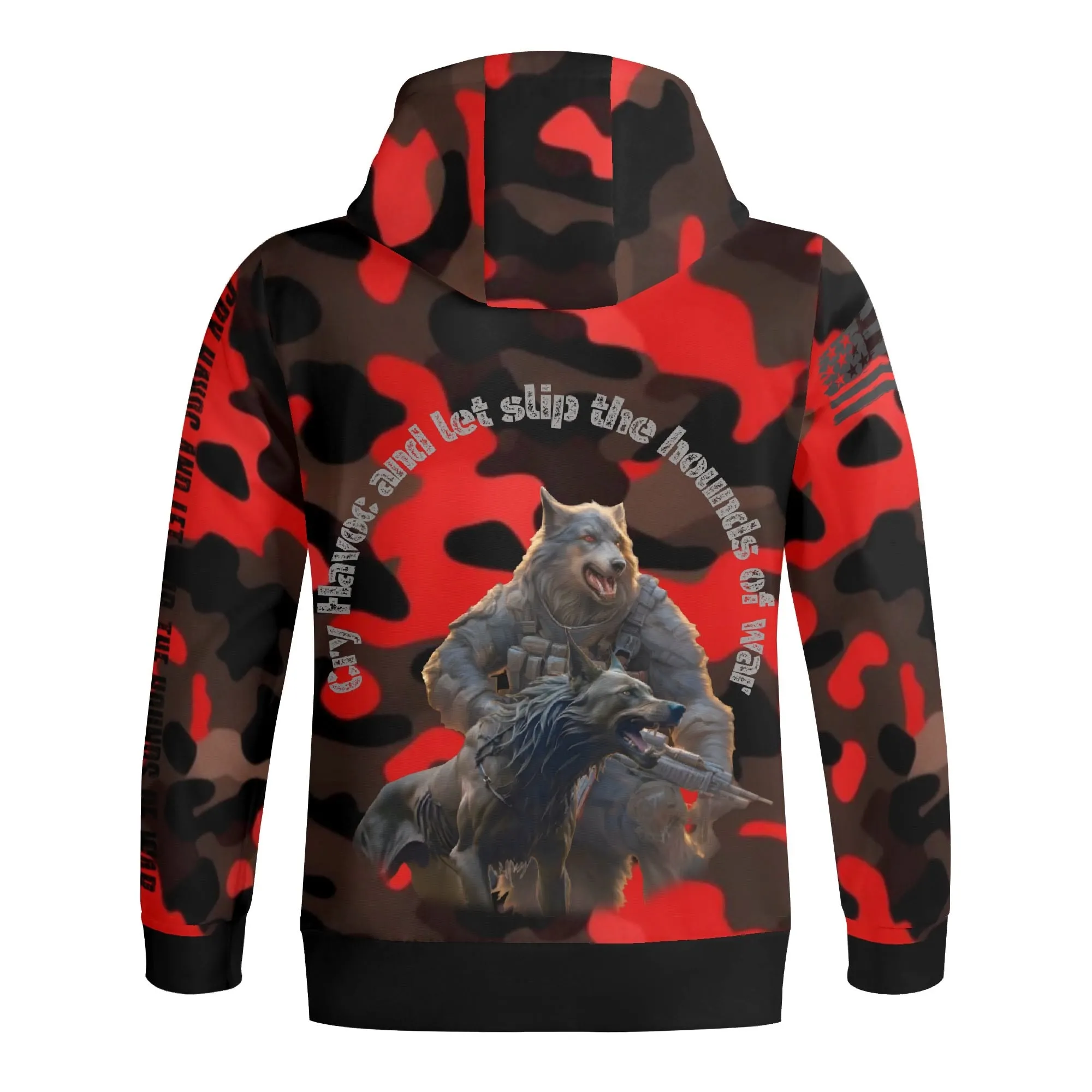 Camouflage Cry Havoc Graphic Full Zip Turtleneck Hoodie Streetwear