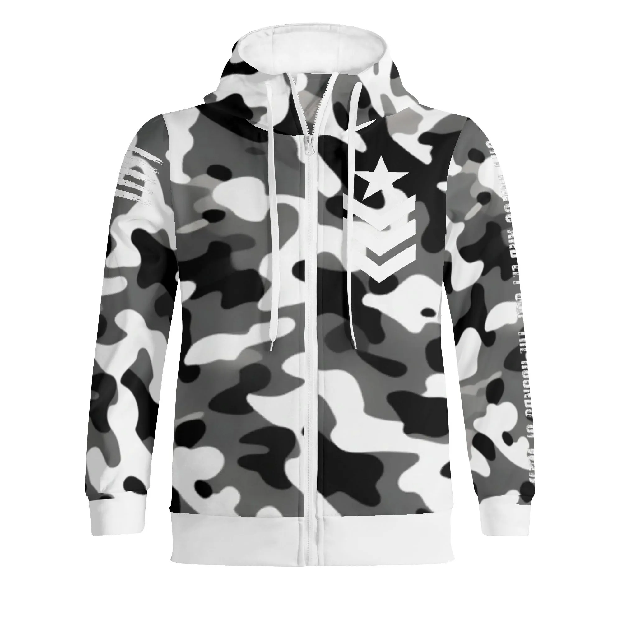Camouflage Cry Havoc Graphic Full Zip Turtleneck Hoodie Streetwear