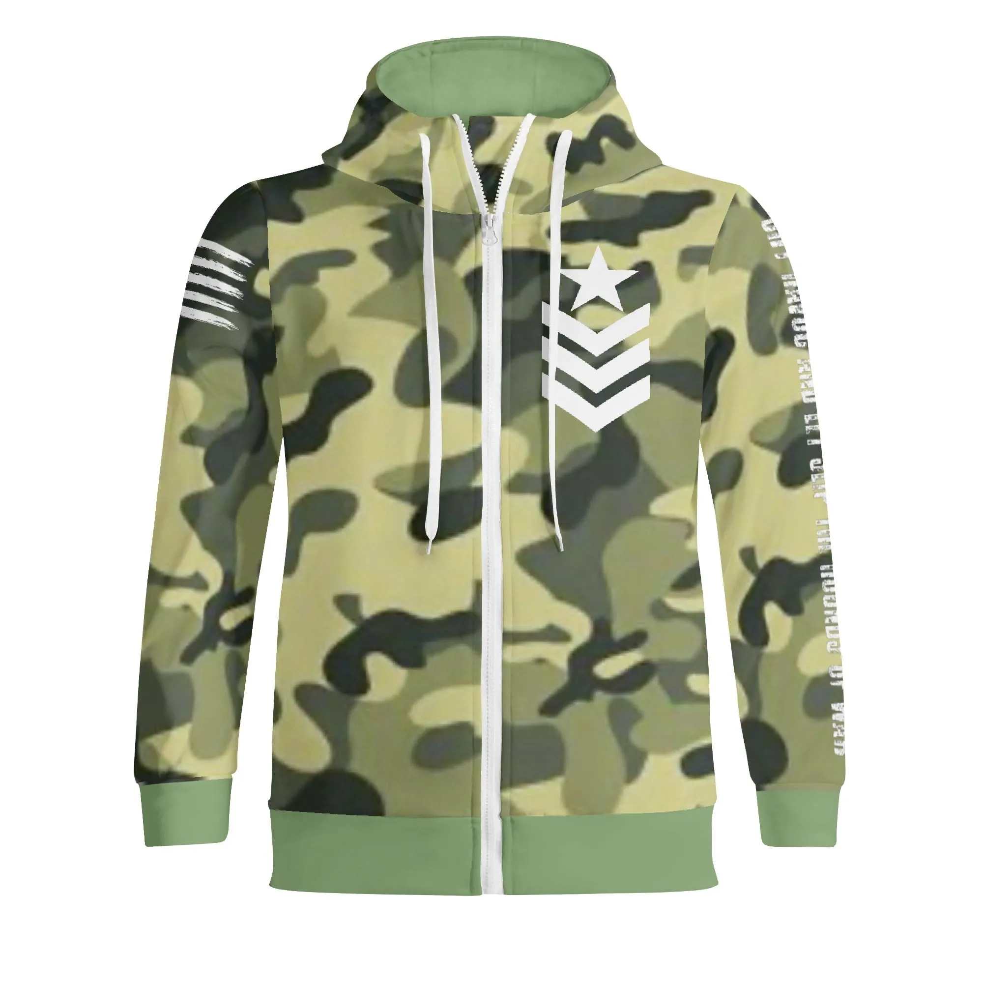 Camouflage Cry Havoc Graphic Full Zip Turtleneck Hoodie Streetwear