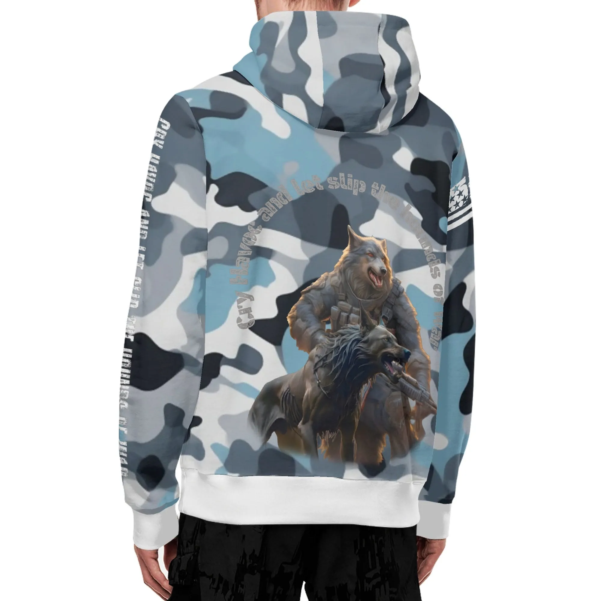 Camouflage Cry Havoc Graphic Full Zip Turtleneck Hoodie Streetwear