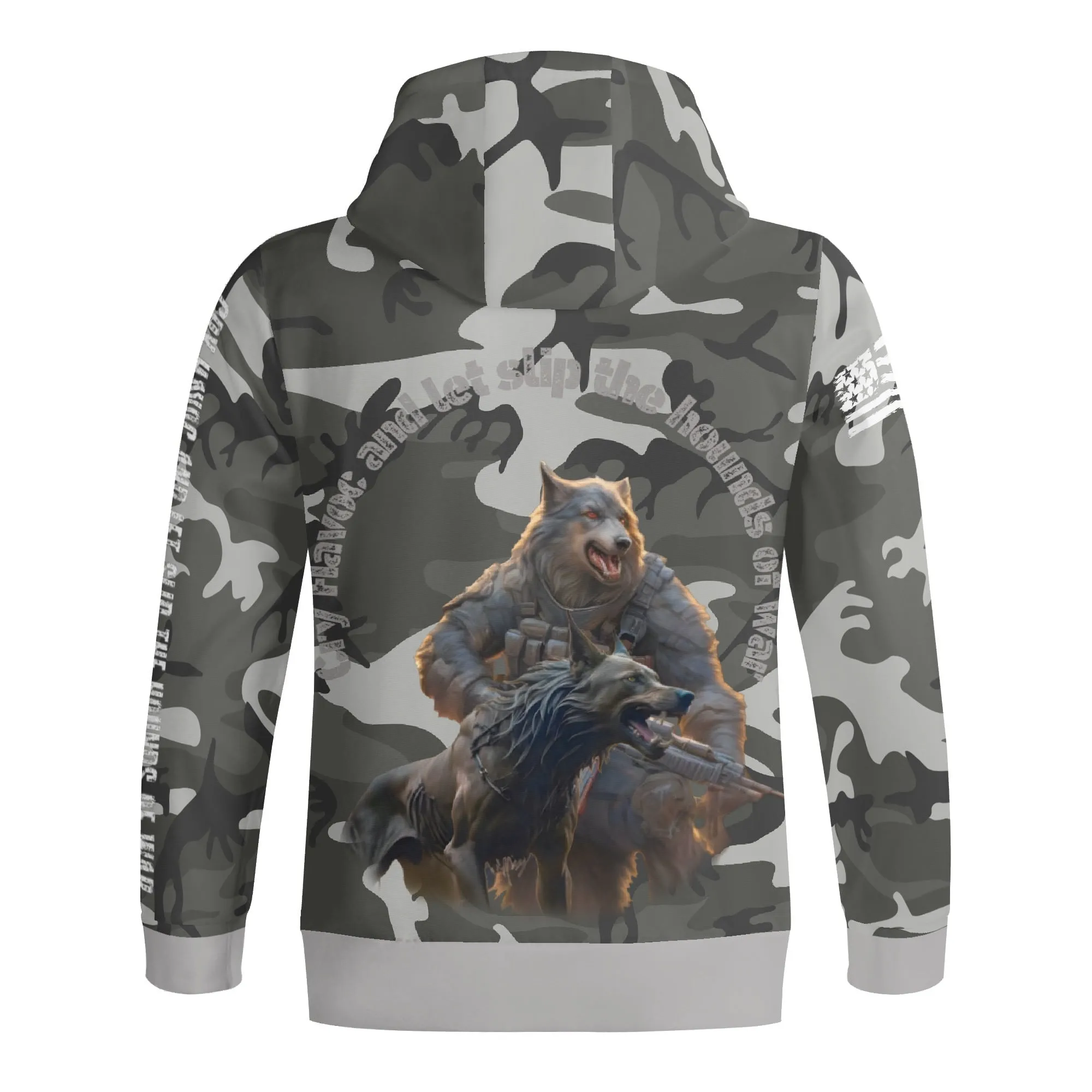 Camouflage Cry Havoc Graphic Full Zip Turtleneck Hoodie Streetwear