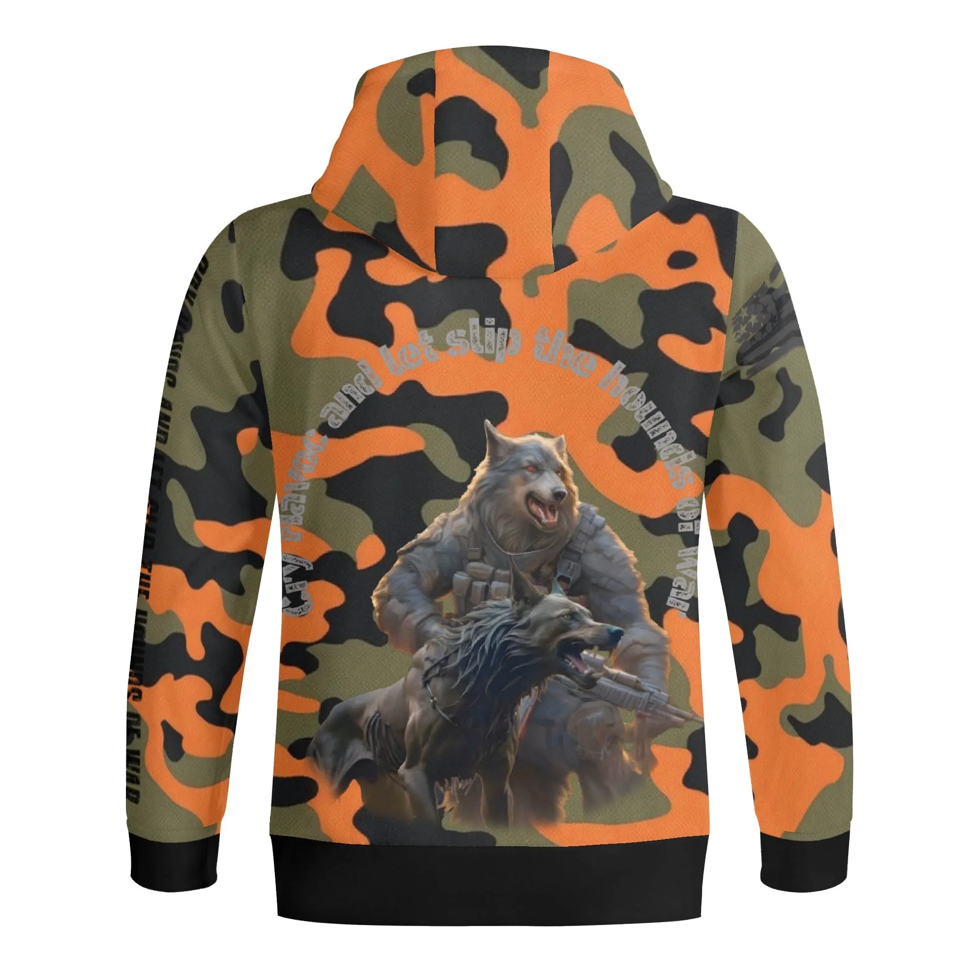 Camouflage Cry Havoc Graphic Full Zip Turtleneck Hoodie Streetwear
