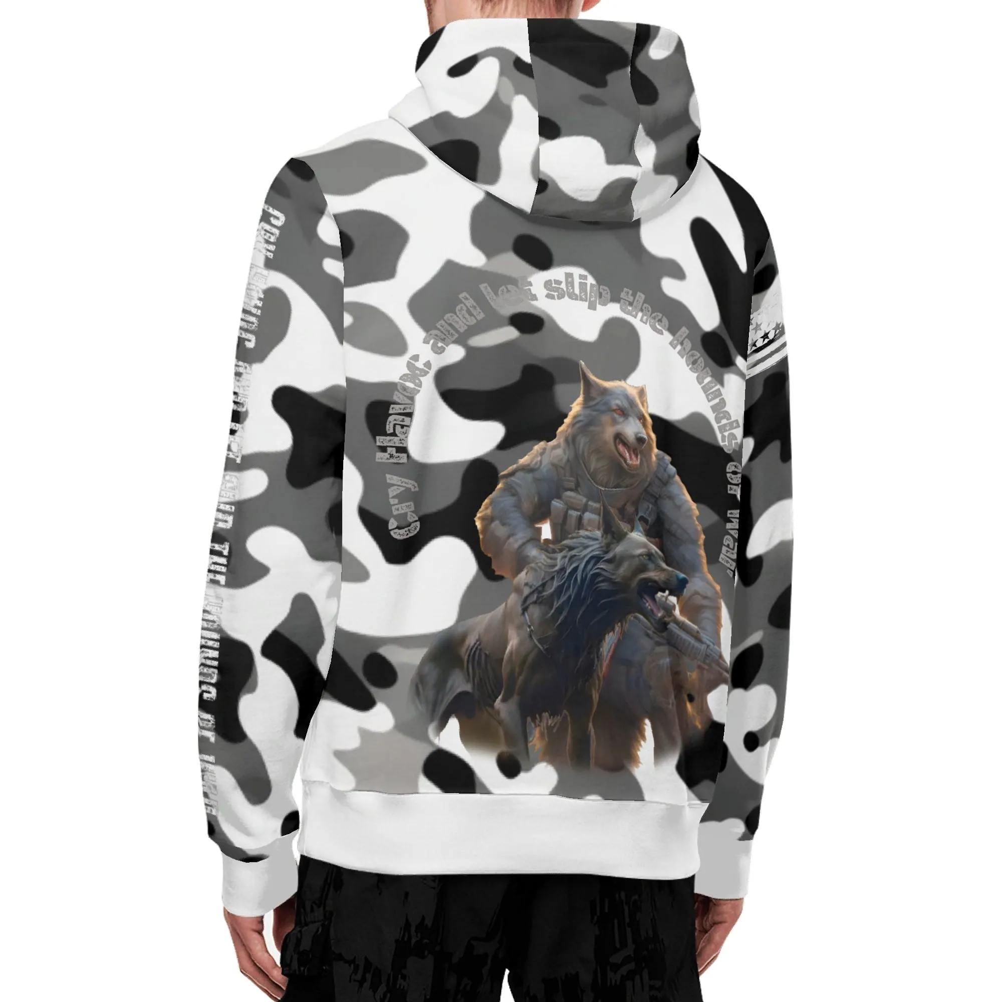 Camouflage Cry Havoc Graphic Full Zip Turtleneck Hoodie Streetwear