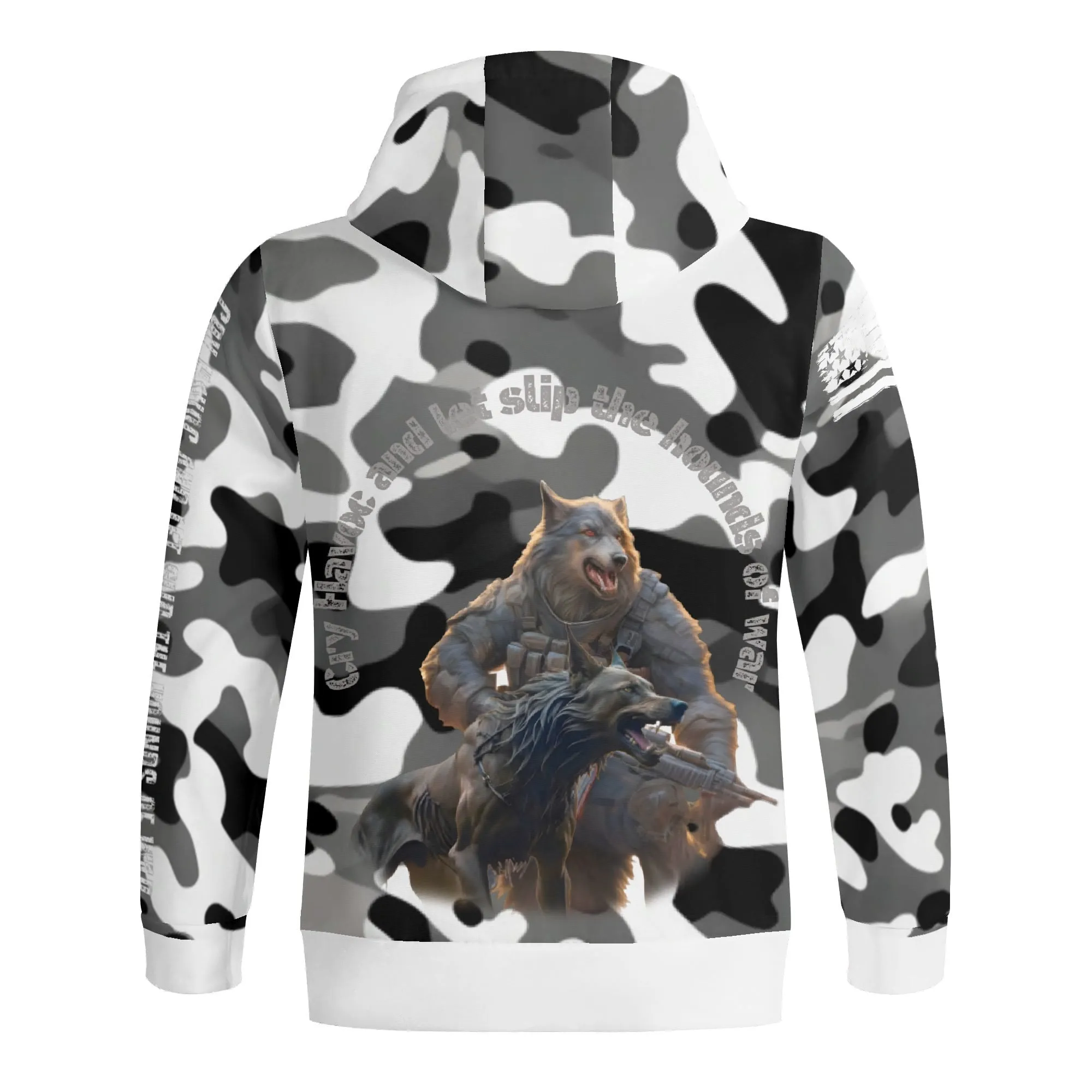 Camouflage Cry Havoc Graphic Full Zip Turtleneck Hoodie Streetwear