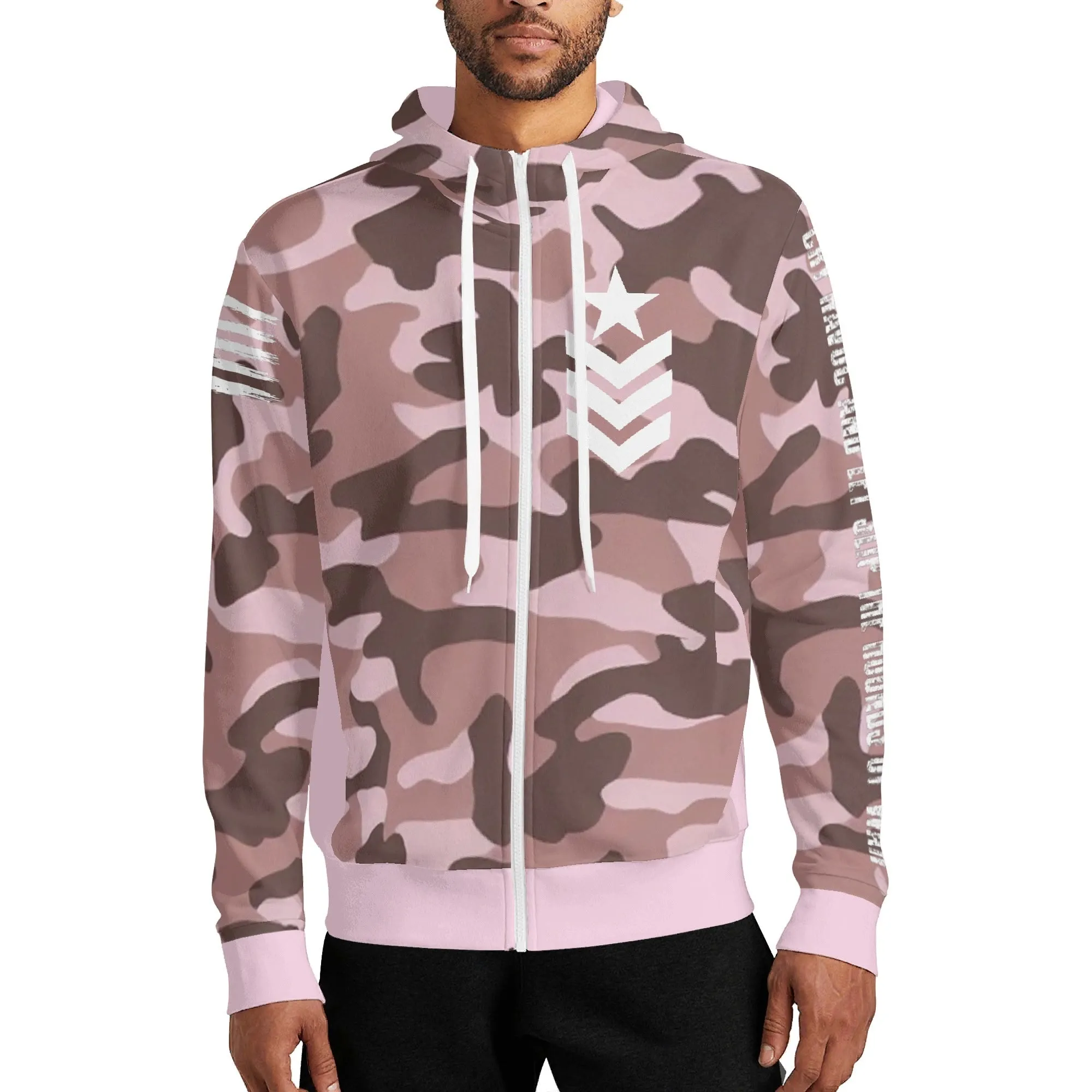 Camouflage Cry Havoc Graphic Full Zip Turtleneck Hoodie Streetwear