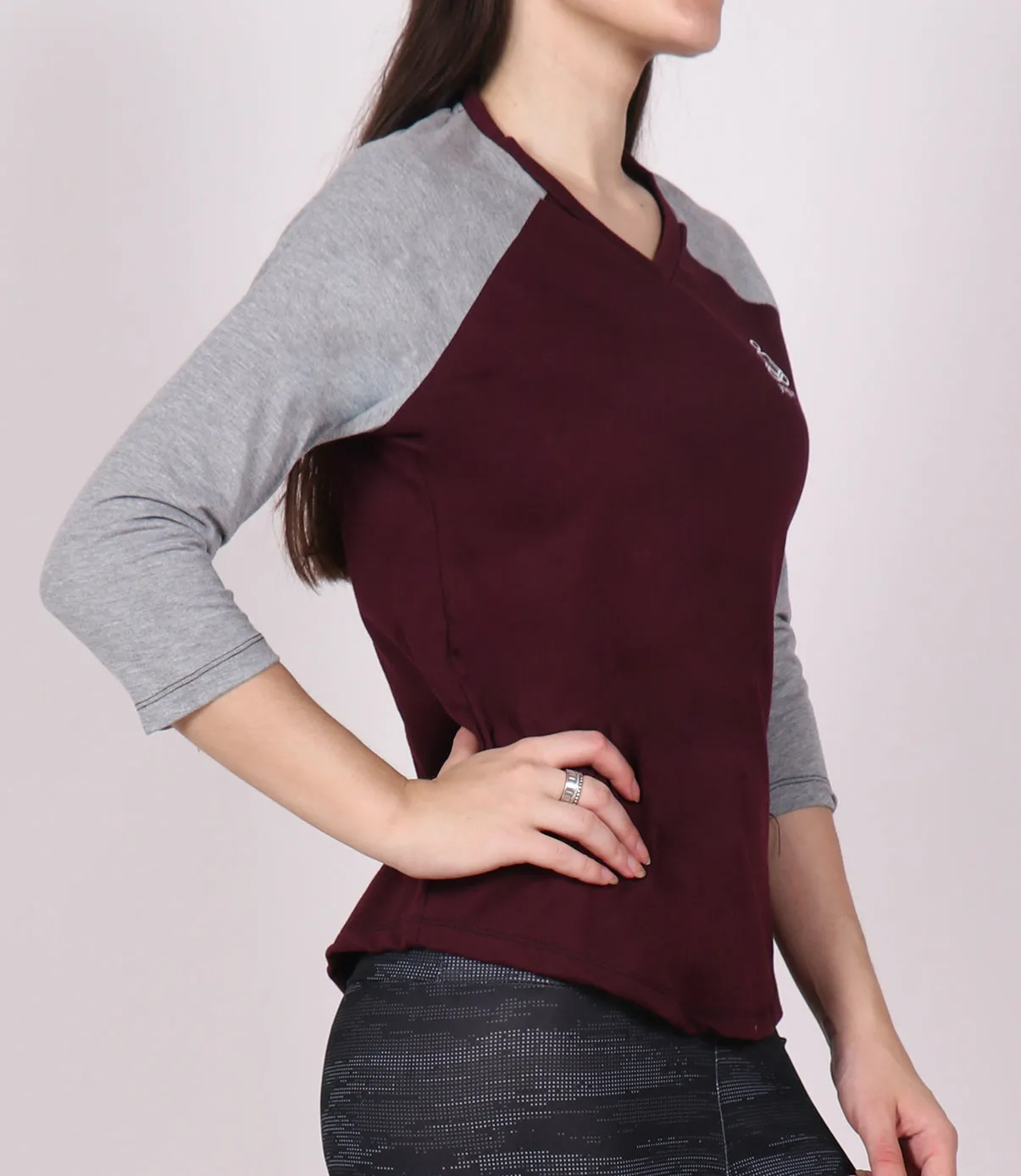 Cherry Grey 3/4th Sleeve Cotton T-Shirt
