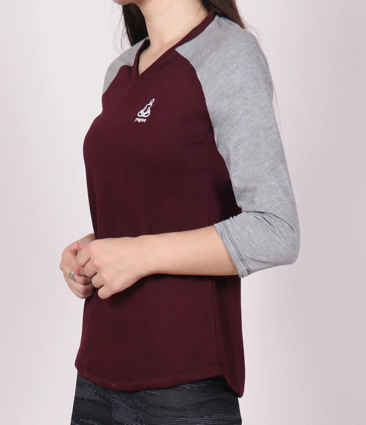 Cherry Grey 3/4th Sleeve Cotton T-Shirt