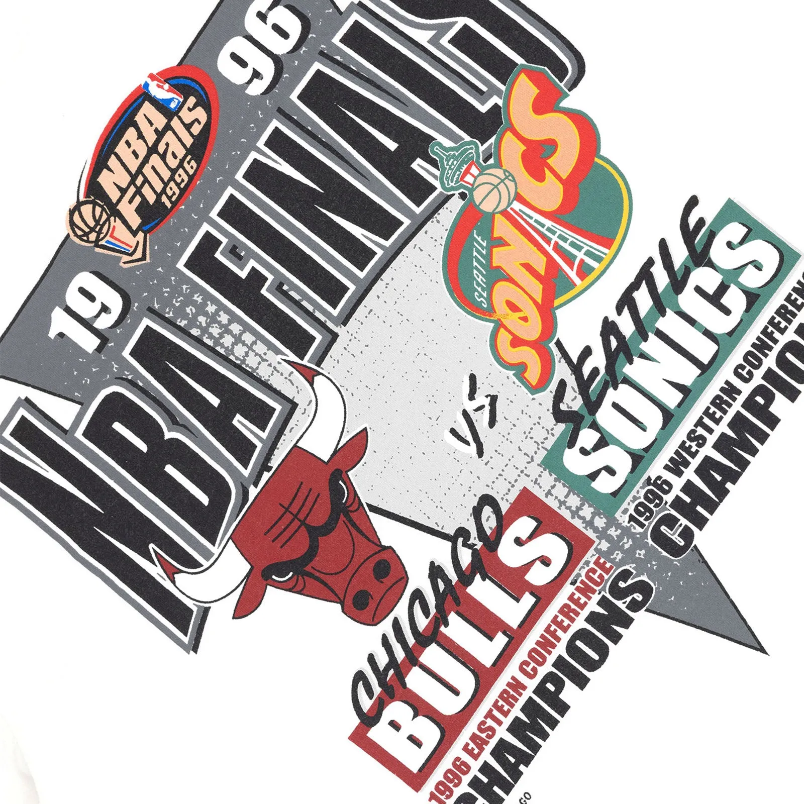 Chicago Bulls Vs Seattle Supersonics 1996 NBA Finals Tee - Vintage White