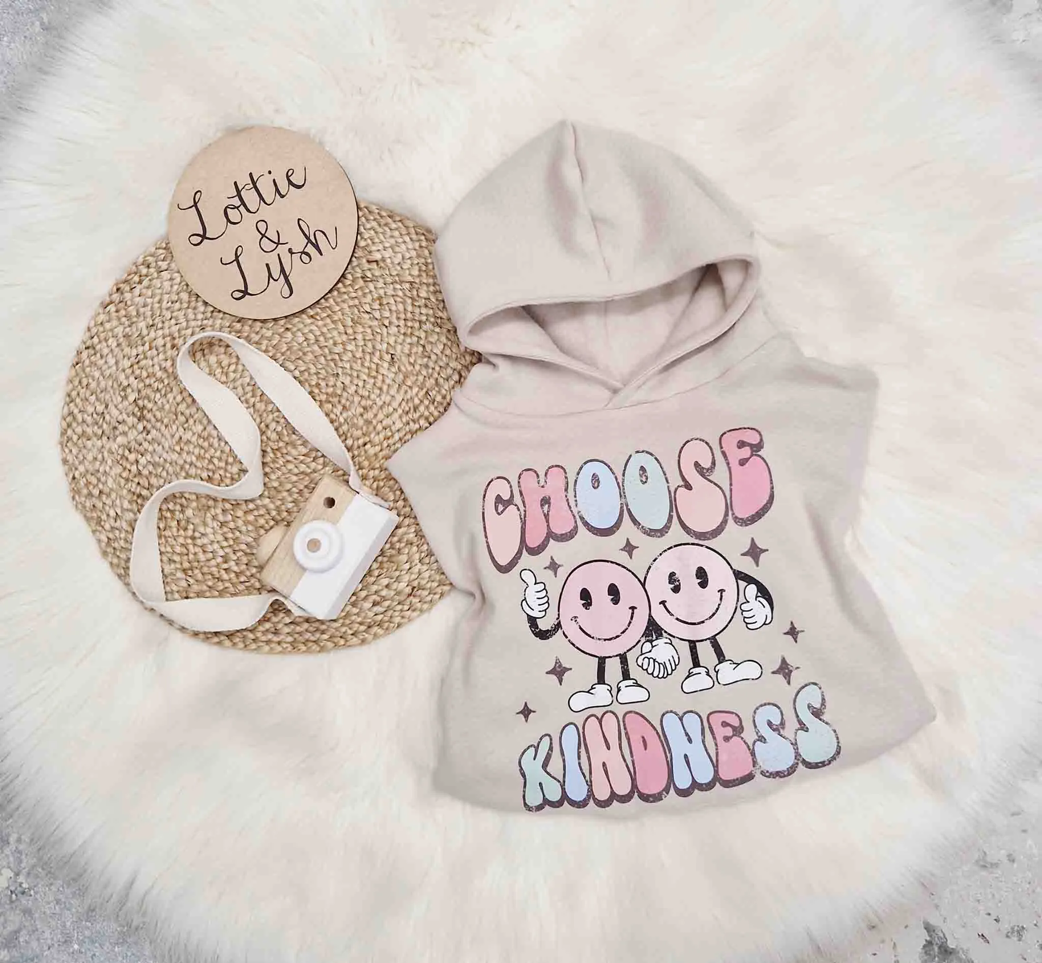 'Choose Kindness' Super Soft Kid's Beige Hoodie