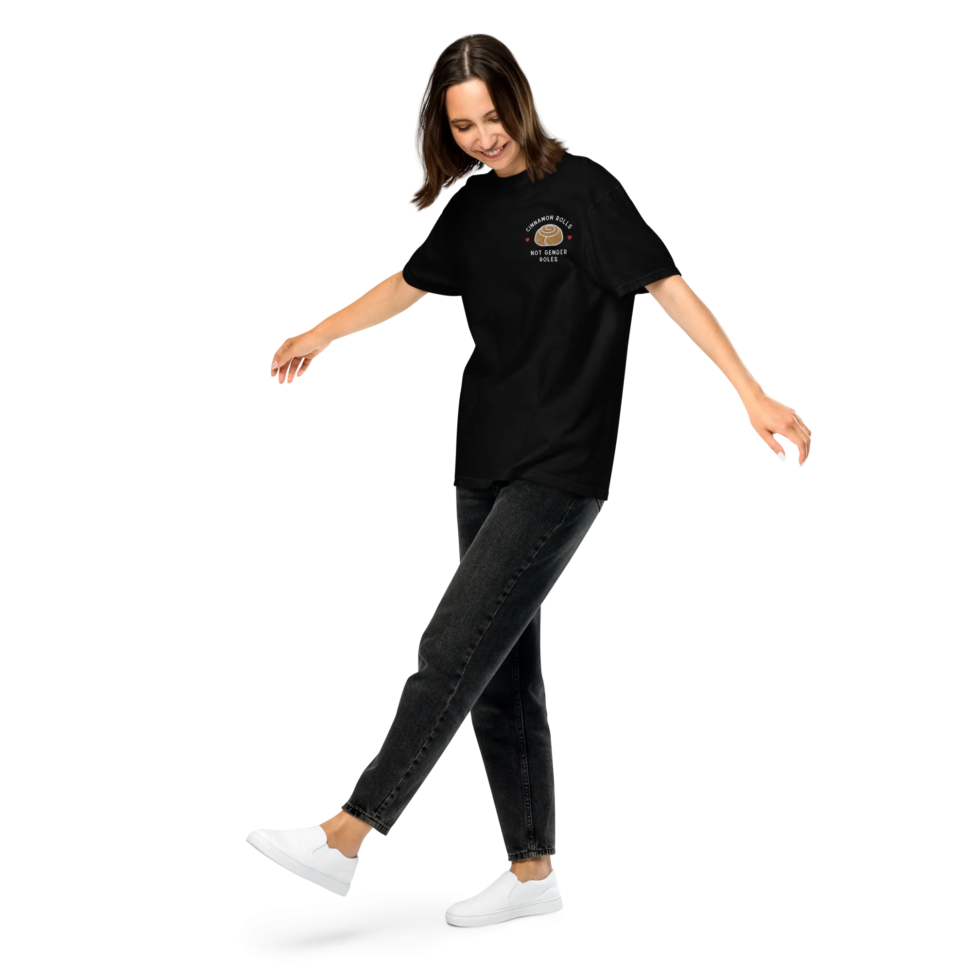 Cinnamon Rolls Not Gender Roles Embroidered Premium T-Shirt