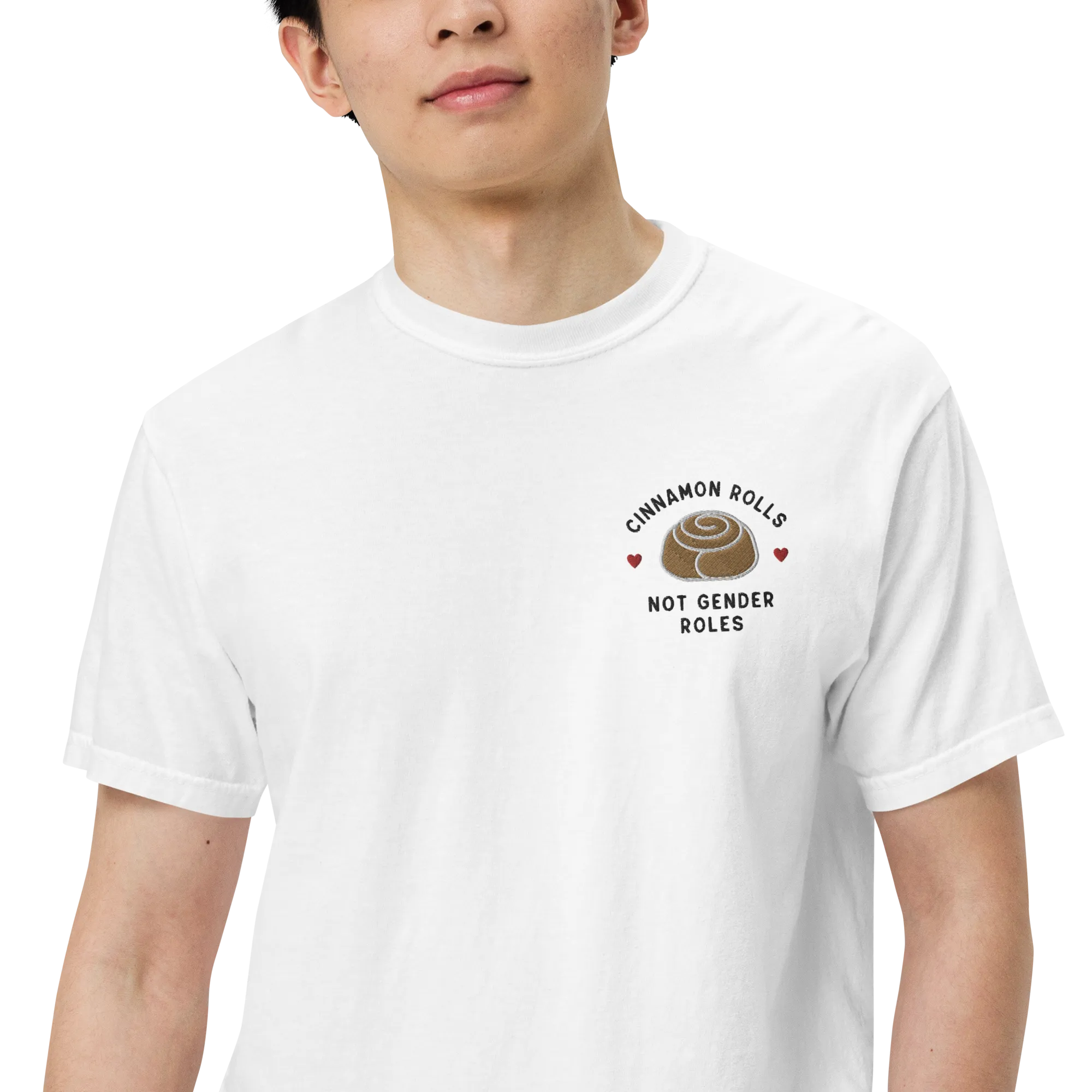 Cinnamon Rolls Not Gender Roles Embroidered Premium T-Shirt