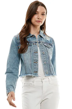Cotton Distressed Denim Jacket