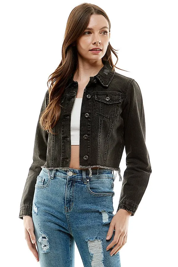 Cotton Distressed Denim Jacket