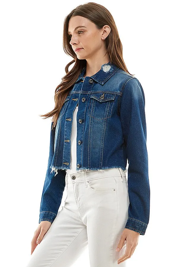 Cotton Distressed Denim Jacket