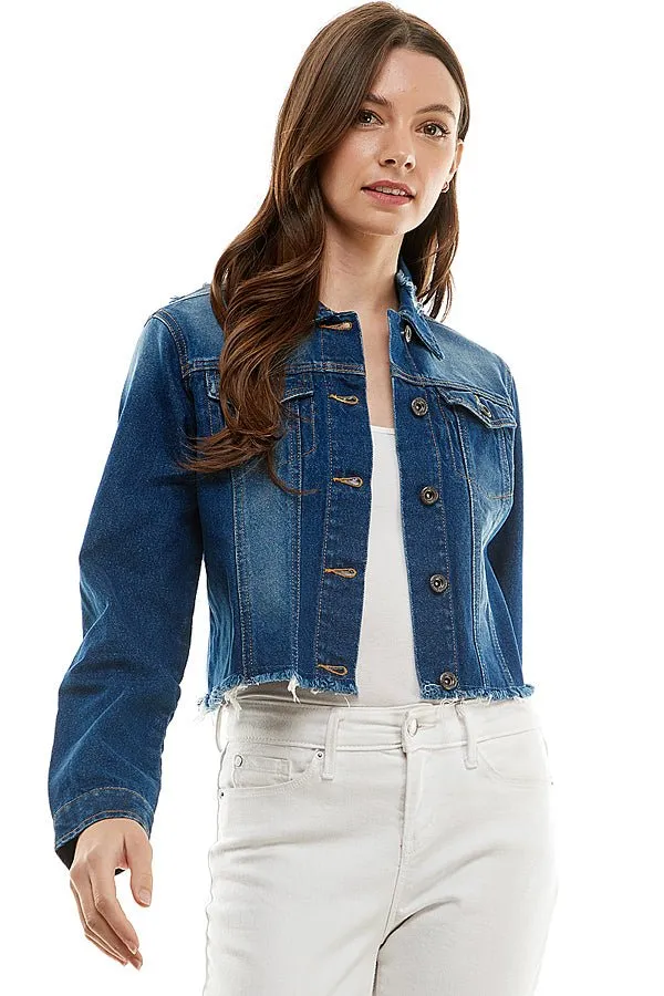 Cotton Distressed Denim Jacket