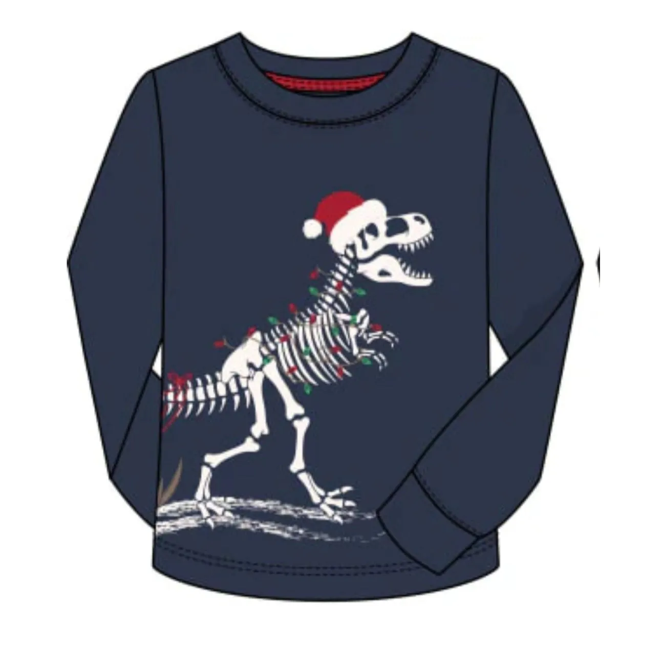 CR Sports Boys Christmas Dino Long Sleeve - Glow in the Dark