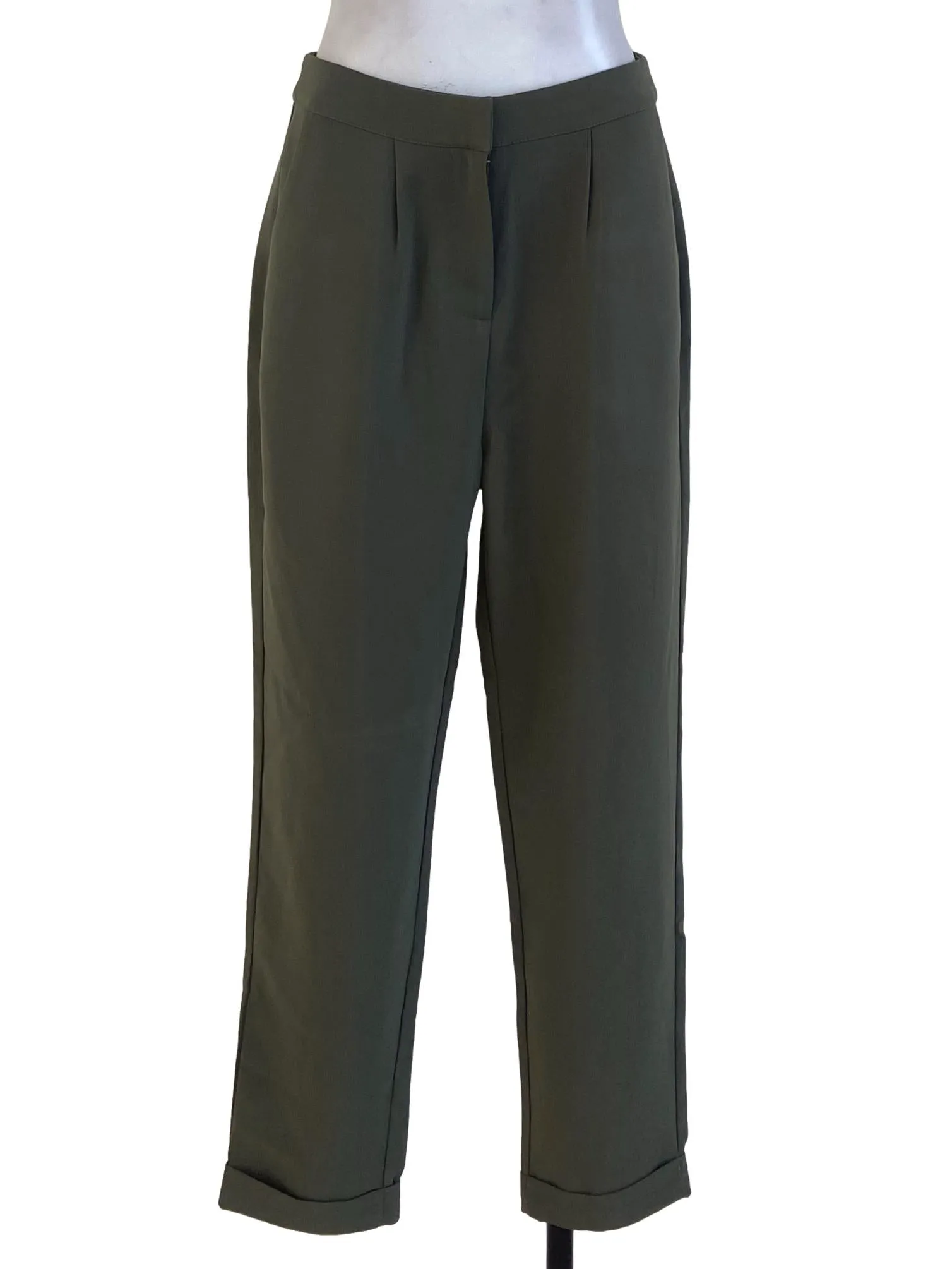 Crocodile Green Pegged Cuffed Pants
