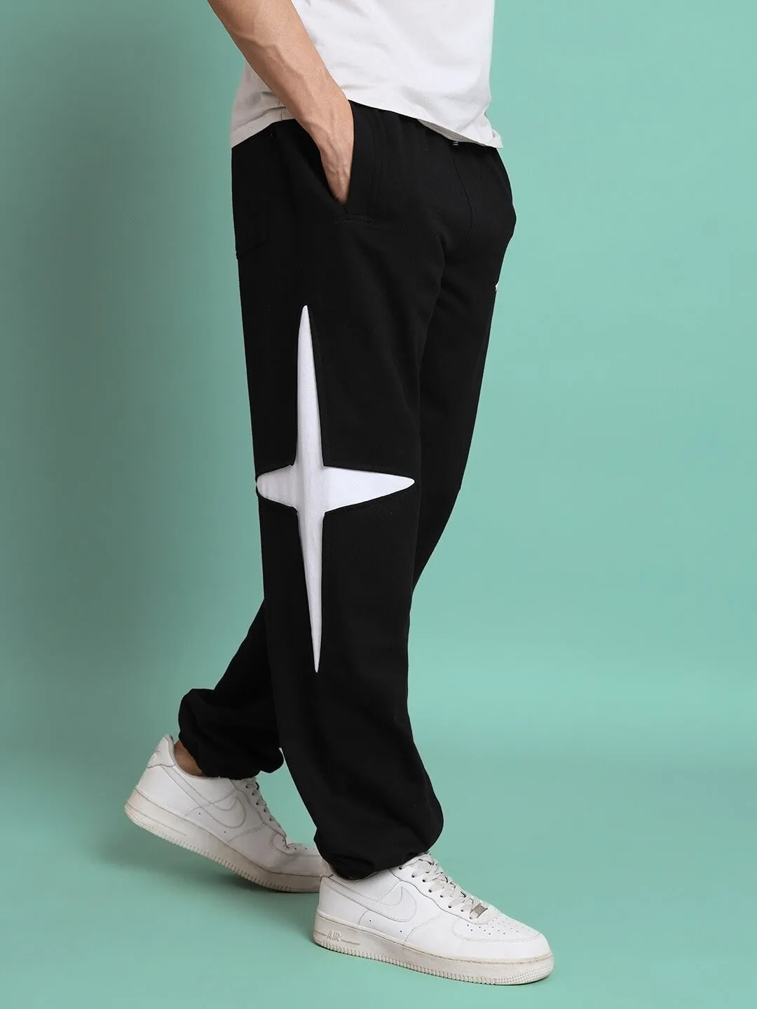 CROSSED STAR PANT JOGGER (BLACK)
