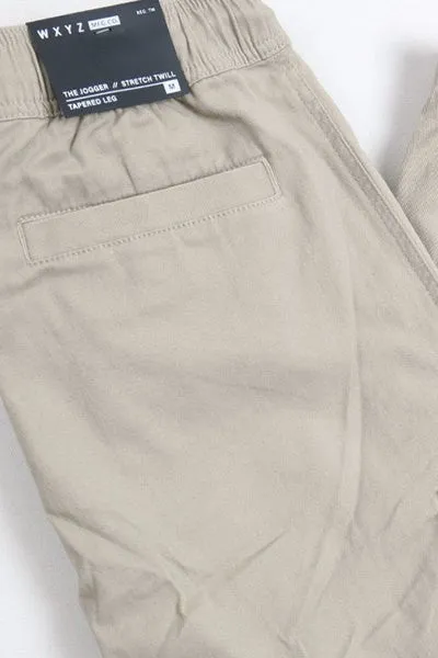 Cuffed Drawstring Jogger Pants Light Tan