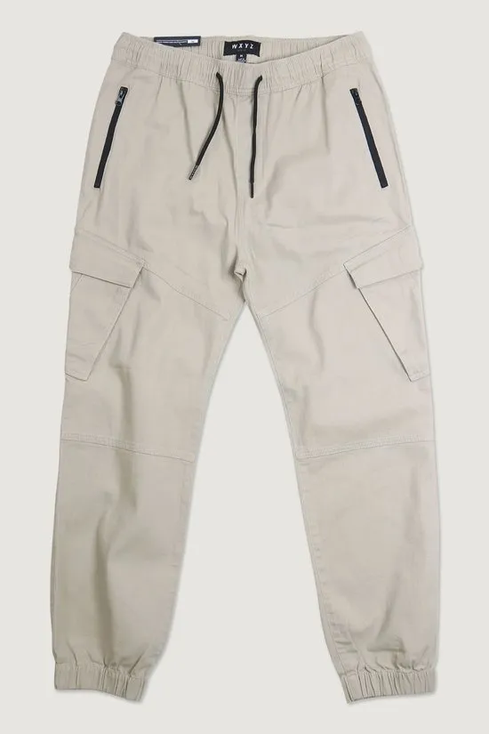Cuffed Drawstring Jogger Pants Light Tan