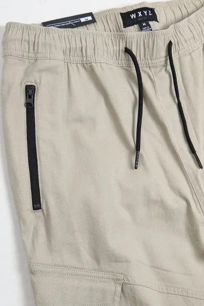 Cuffed Drawstring Jogger Pants Light Tan