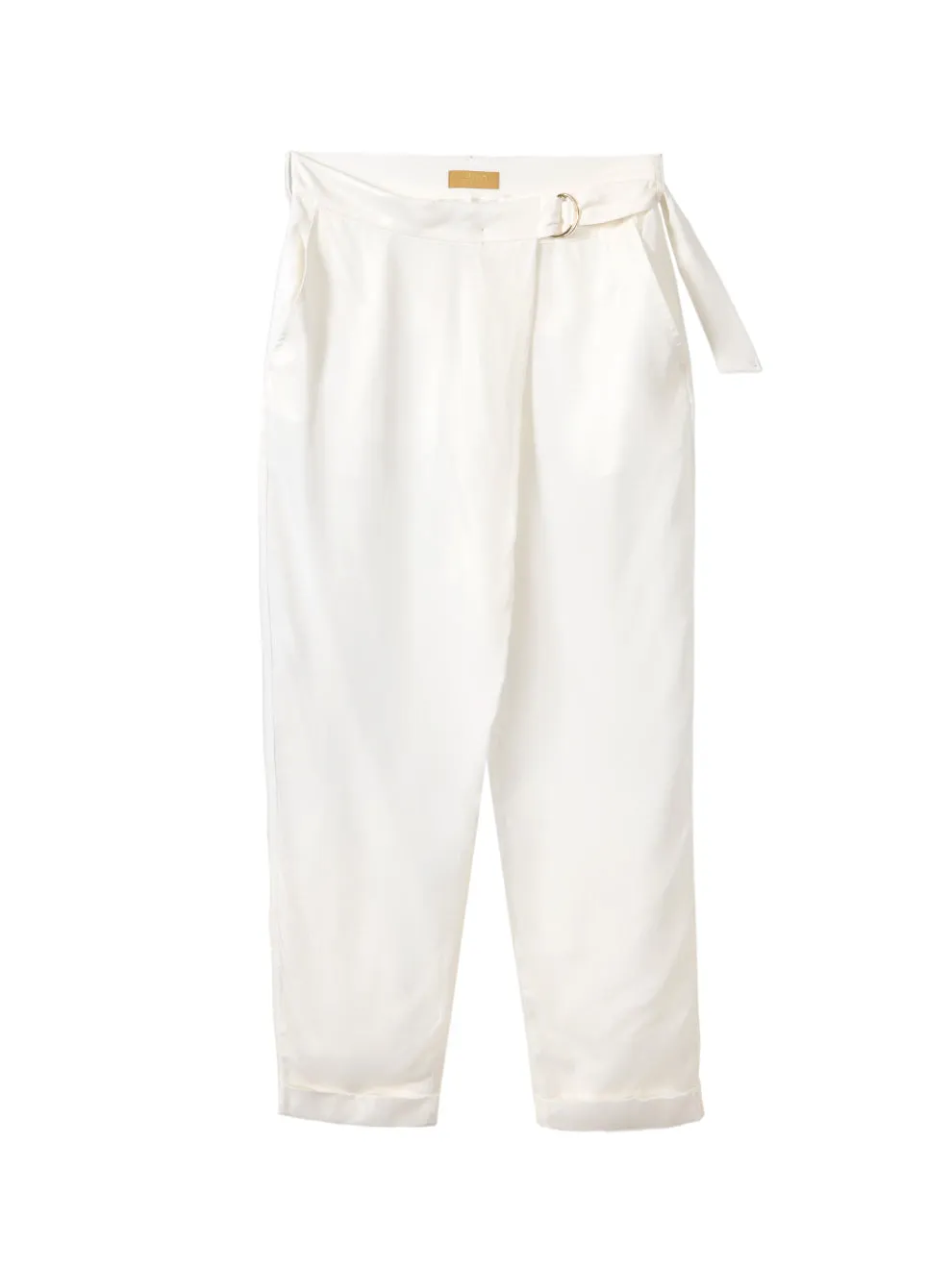 Cupro Pants With A Symmetrical Belt