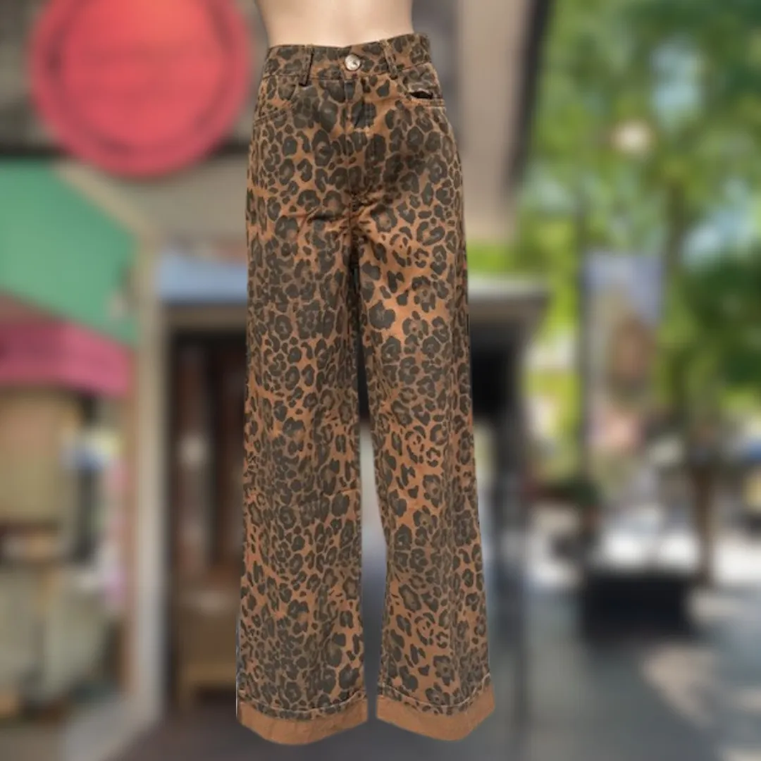Dark Leopard Cuffed Jeans - By Frankie