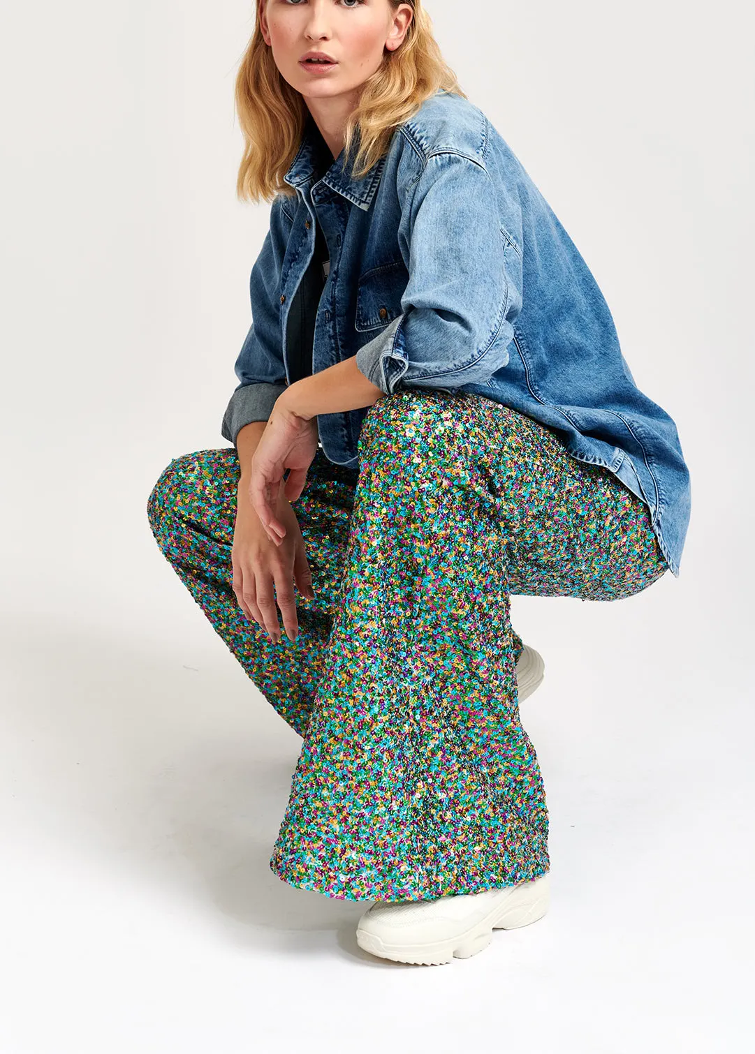 Denim blue oversized cotton shirt