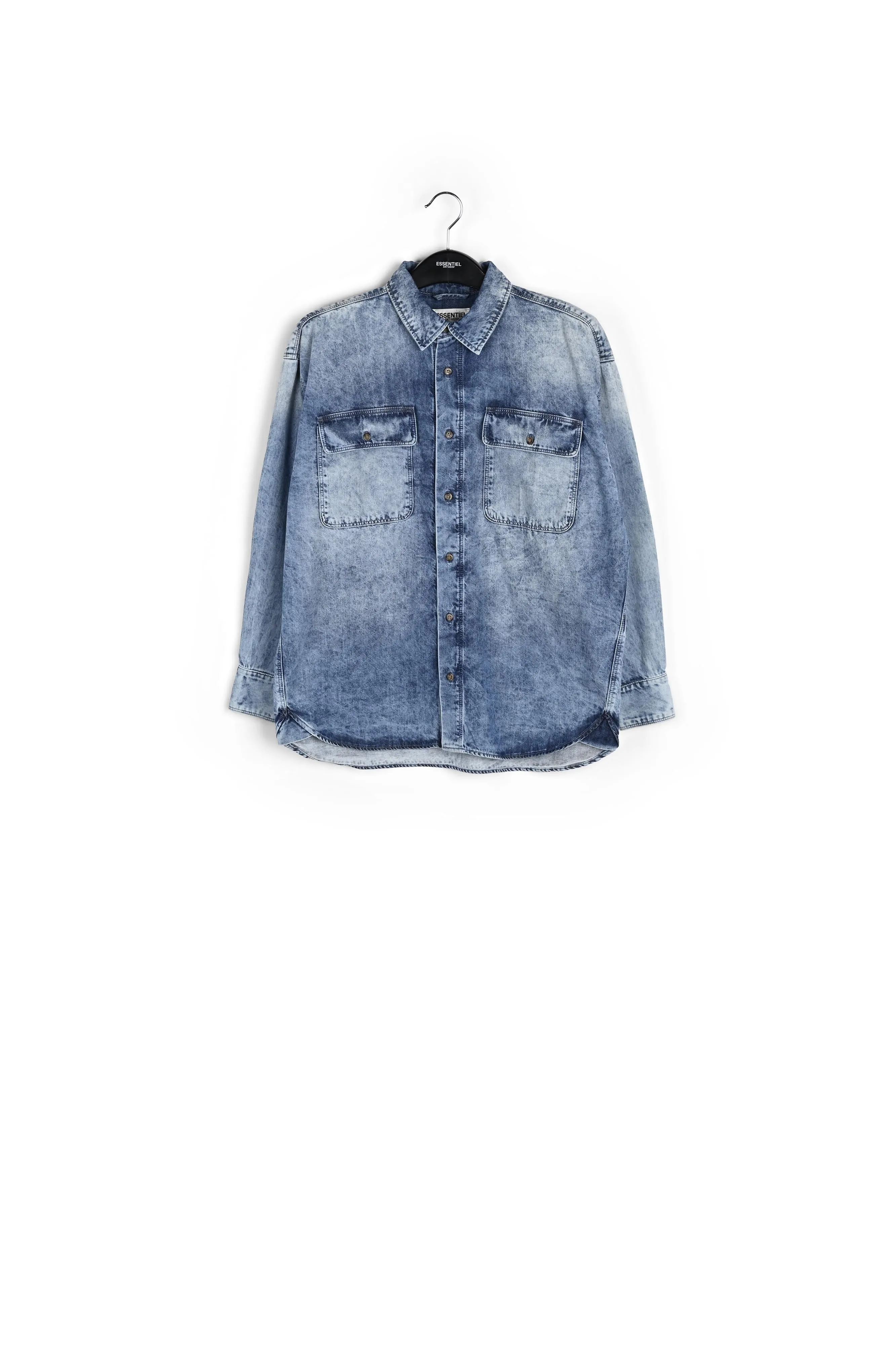 Denim blue oversized cotton shirt