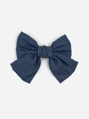 Denim Bow Hairclip - Dots