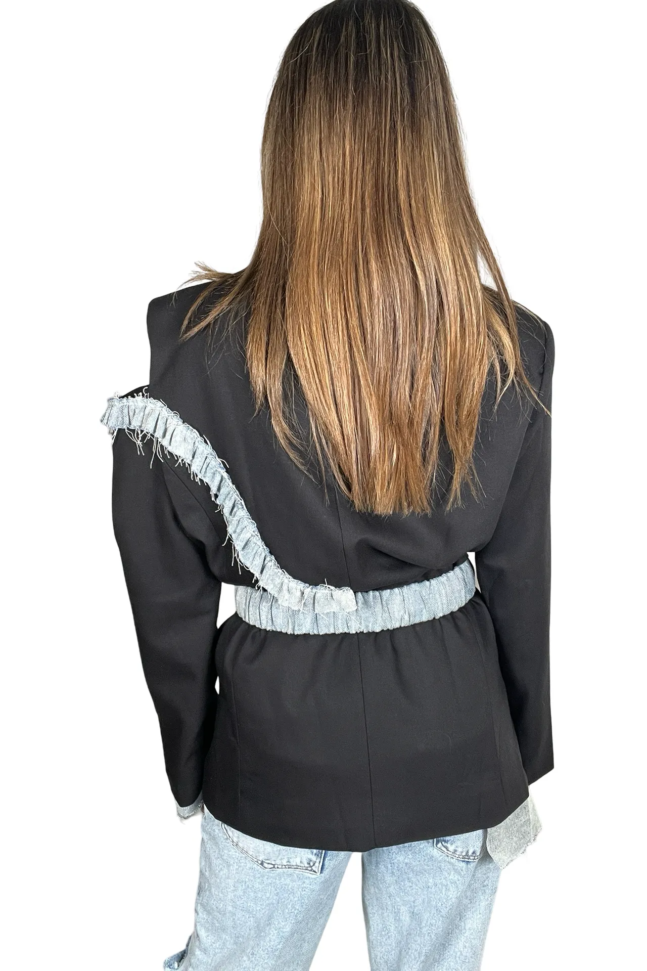 Denim Contrast Oversized Blazer